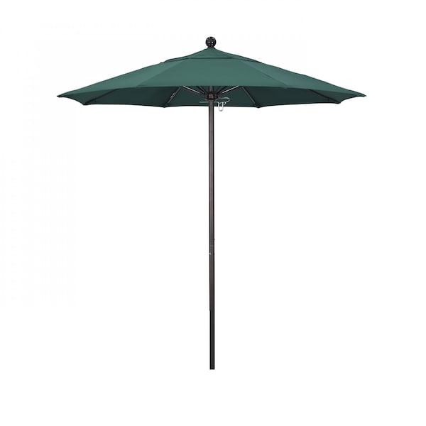 California Umbrella 7.5' Black Aluminum Market Patio Umbrella, Olefin Hunter Green 194061334690 - main